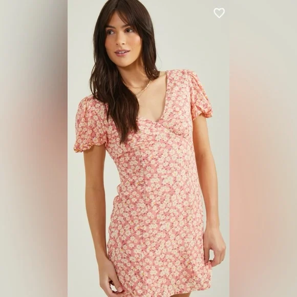 NWT Altar’d State Bellamy Floral Dress Coral - Picture 1 of 6